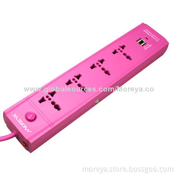 Switch Power Strip, OEM service 100-240V AC 10A 4-way Universal Type with Dual-USB